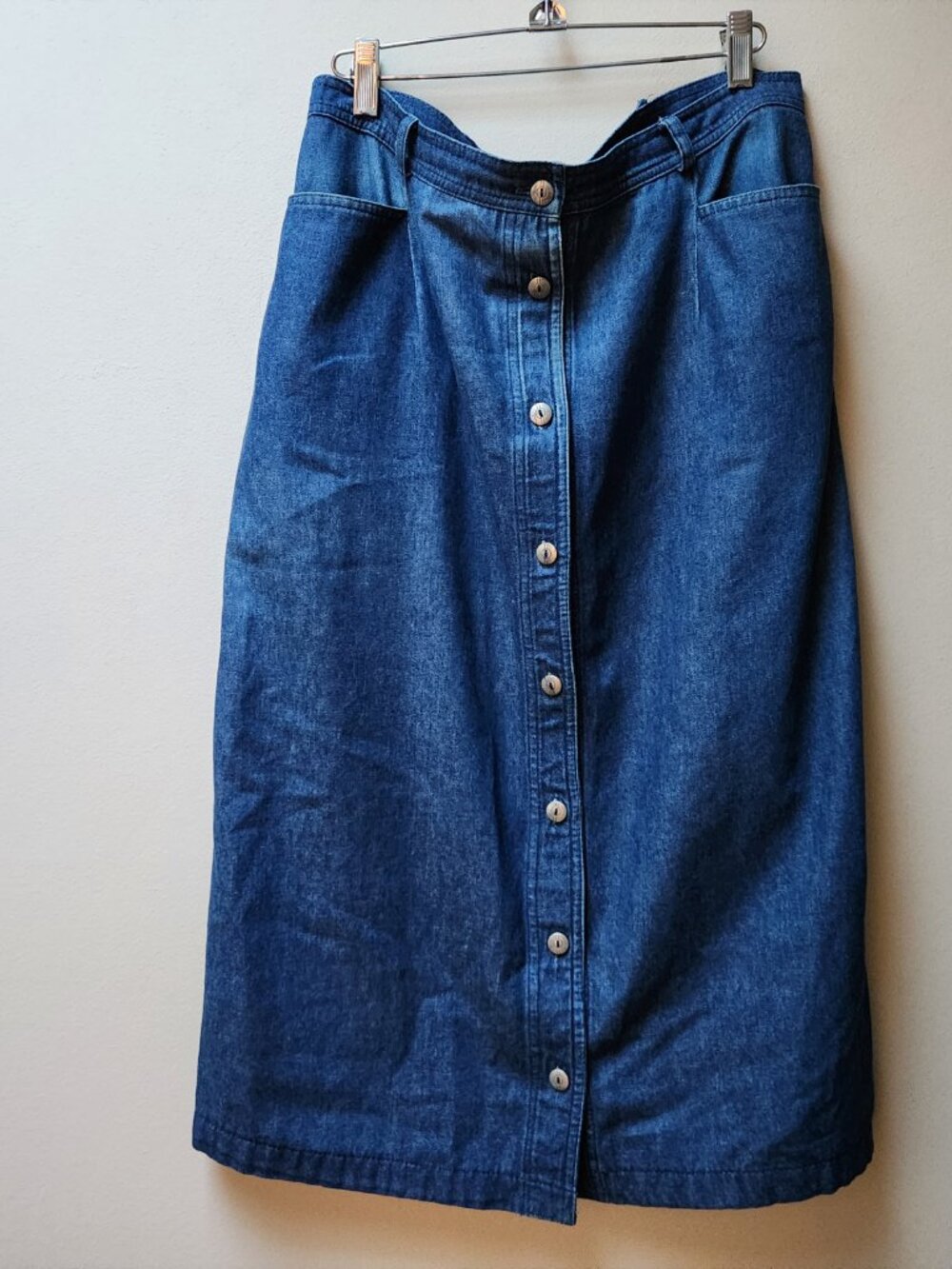Vintage denim button front midi skirt / L/xl - Picture 8 of 8